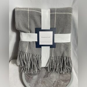 Charter Club Cozy Windowpane Woven Throw Blanket Gray 50x60 Fringe